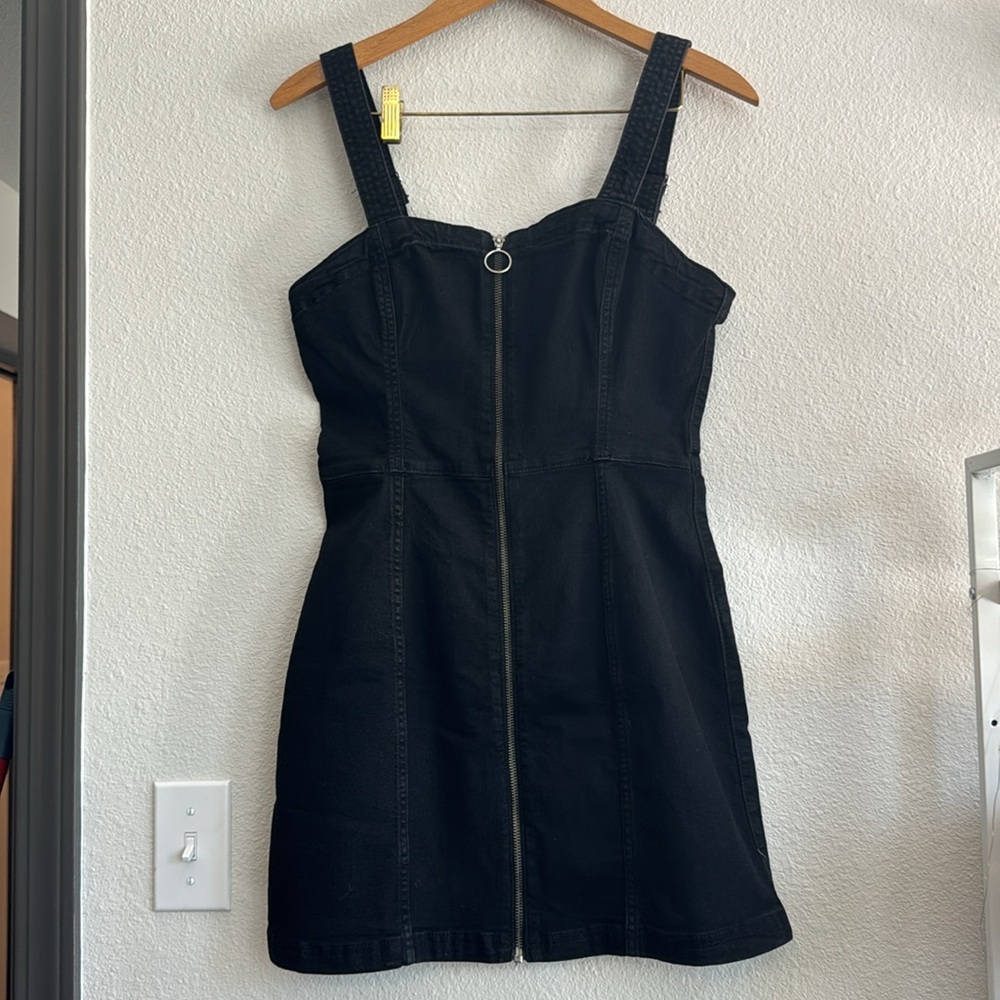 Black Jean overall dress